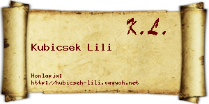 Kubicsek Lili névjegykártya