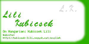 lili kubicsek business card